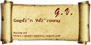 Gegán Vázsony névjegykártya